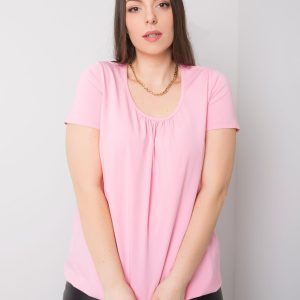 Celeste Pale Pink Plus Size Cotton Blouse