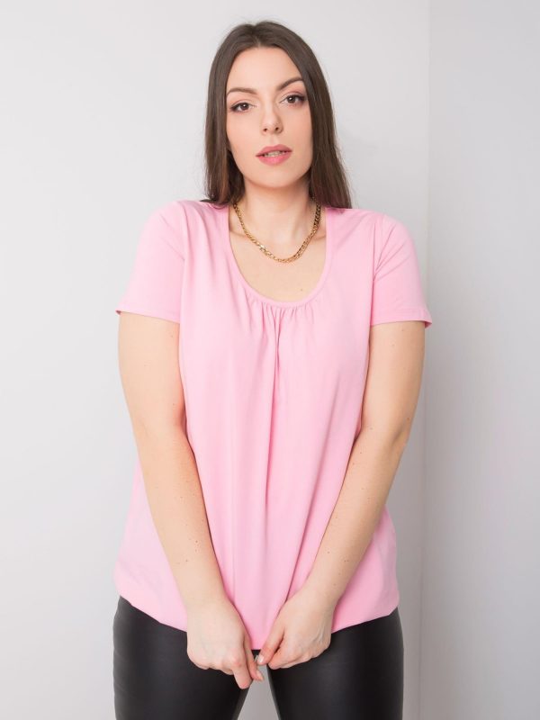 Celeste Pale Pink Plus Size Cotton Blouse