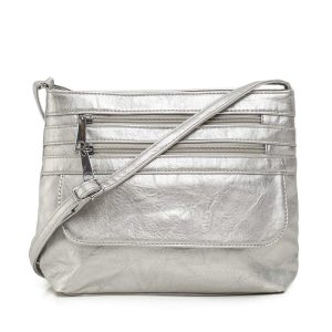 Silver eco leather handbag