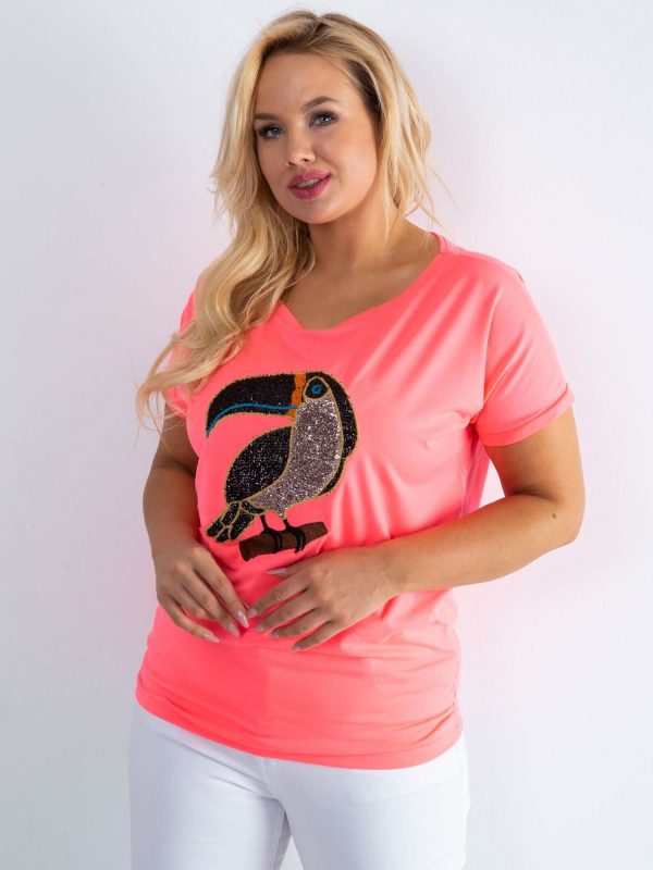 Fluo pink t-shirt Materially PLUS SIZE