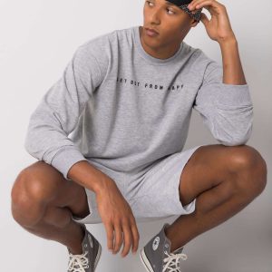 Grey melange sweatshirt for men with the inscription Griffin LIWALI