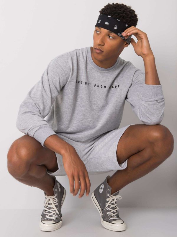 Grey melange sweatshirt for men with the inscription Griffin LIWALI