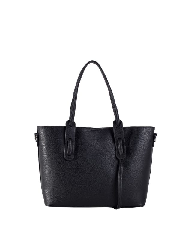 Black Urban Shoulder Bag With Cosmetic Bag