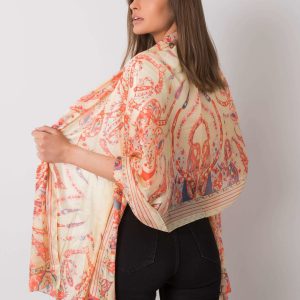 Light yellow scarf with colorful patterns