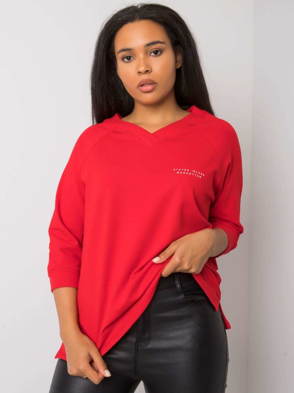 Naenia Red Plus Size Cotton Sweatshirt