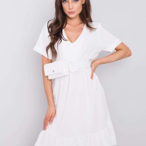 Ecru dress with ruffle Vianna