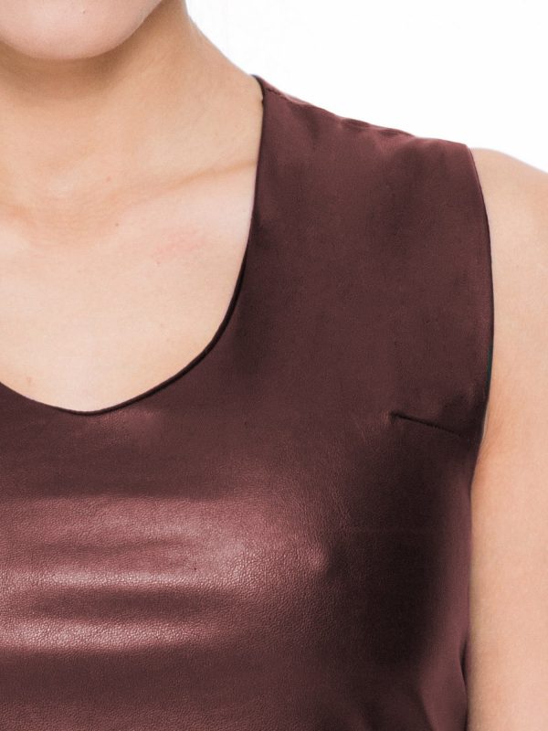 Brown leatherette crop top