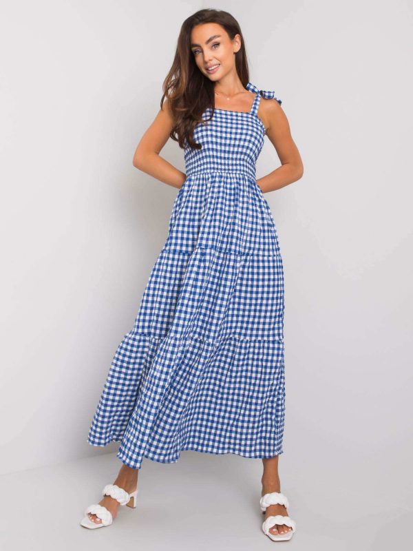 Michel's dark blue checkered dress RUE PARIS