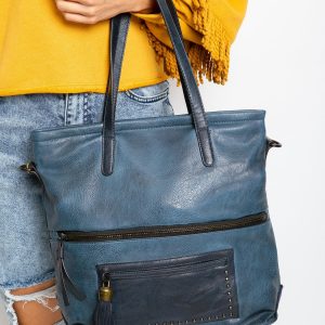 Dark blue eco leather handbag