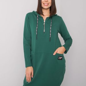 Dark Green Plus Size Cotton Tunic Hooded Kierra