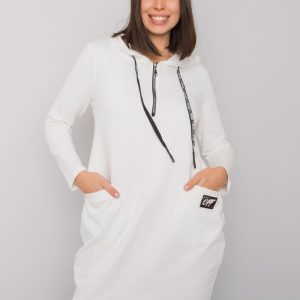 Ecru cotton tunic plus size with hood Kierra