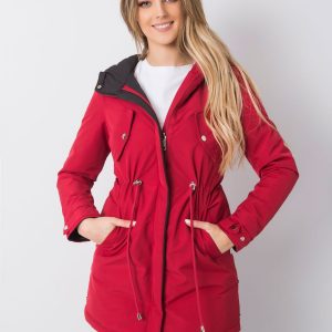 Red-black double-sided parka jacket with hood