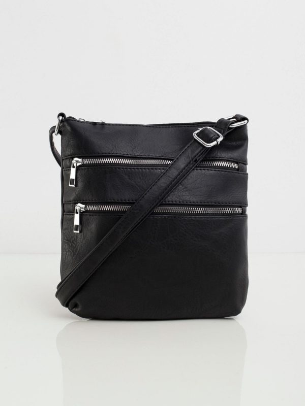 Black handbag with zippers