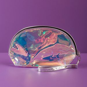 Silver transparent cosmetic bag