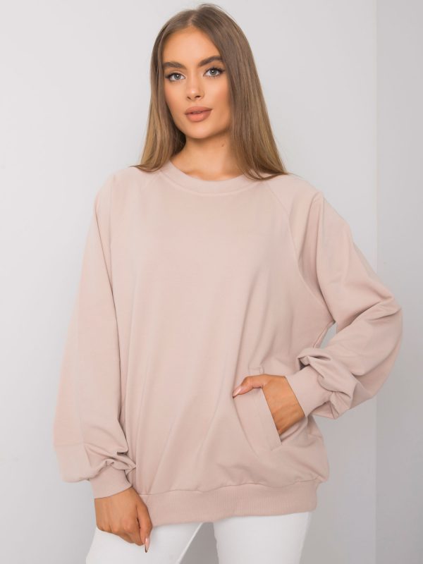 Light beige sweatshirt with pockets Gaelle RUE PARIS