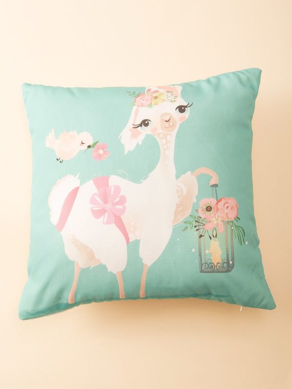 Mint decorative pillow with print