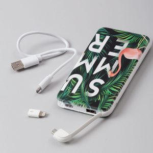 Green power bank with flamingo 10000 mAh