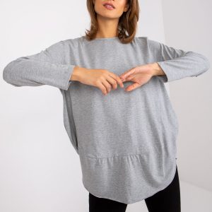 Grey melange cotton blouse Renata