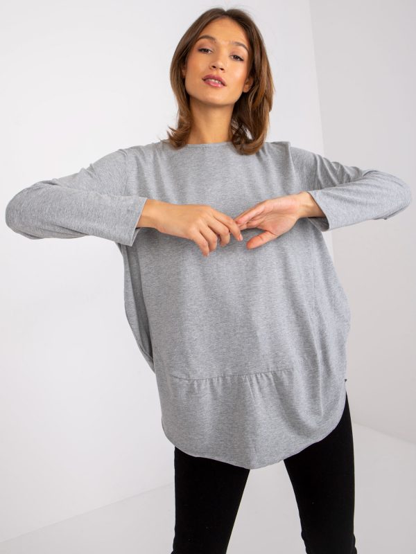 Grey melange cotton blouse Renata