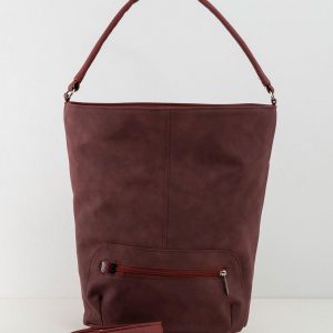 Burgundy city bag with pocket