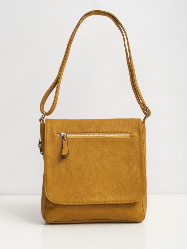 Women's mustard handbag with flip