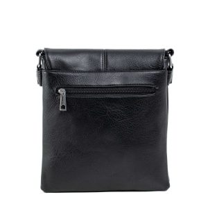 Black eco-leather bag with flip