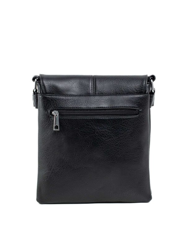 Black eco-leather bag with flip