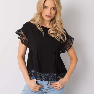 Black blouse with lace Johanna RUE PARIS