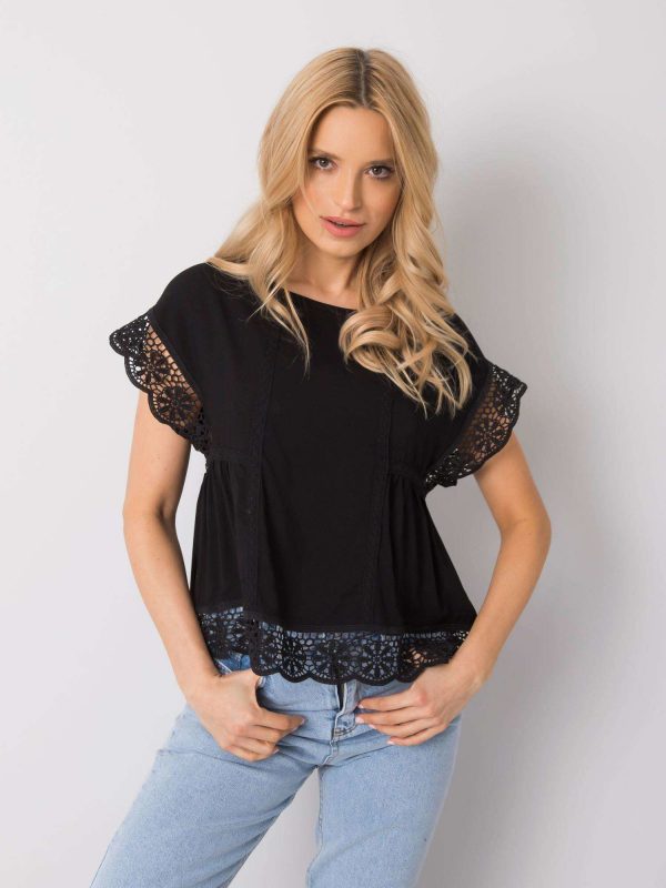 Black blouse with lace Johanna RUE PARIS