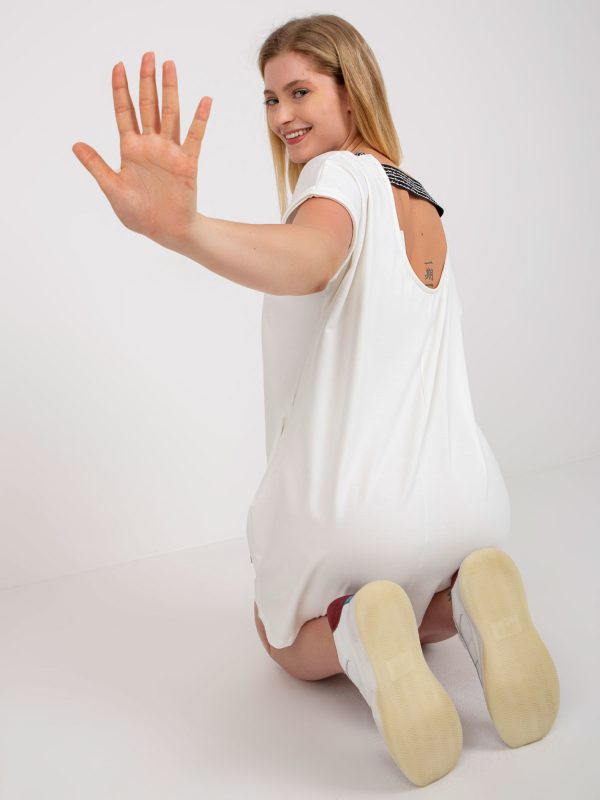 White plus size blouse with back neckline