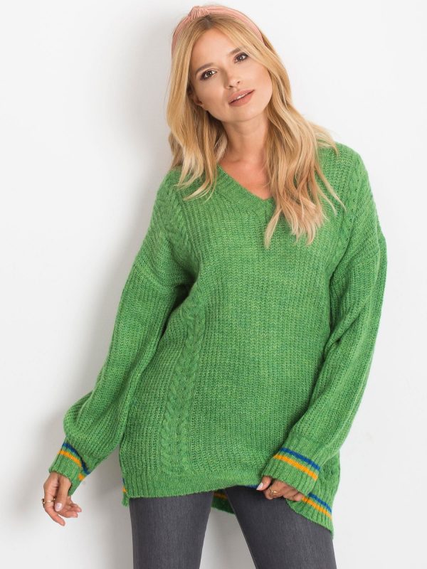 RUE PARIS Green Romance Sweater