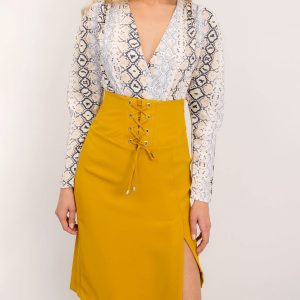 BSL Mustard Asymmetrical Skirt