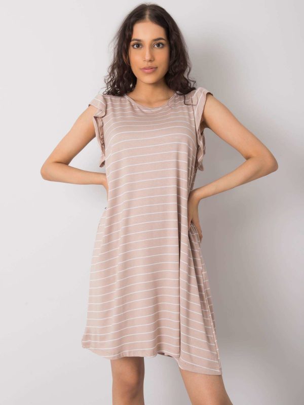 Beige striped dress Reva RUE PARIS