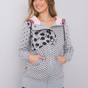 Grey long polka dot hoodie