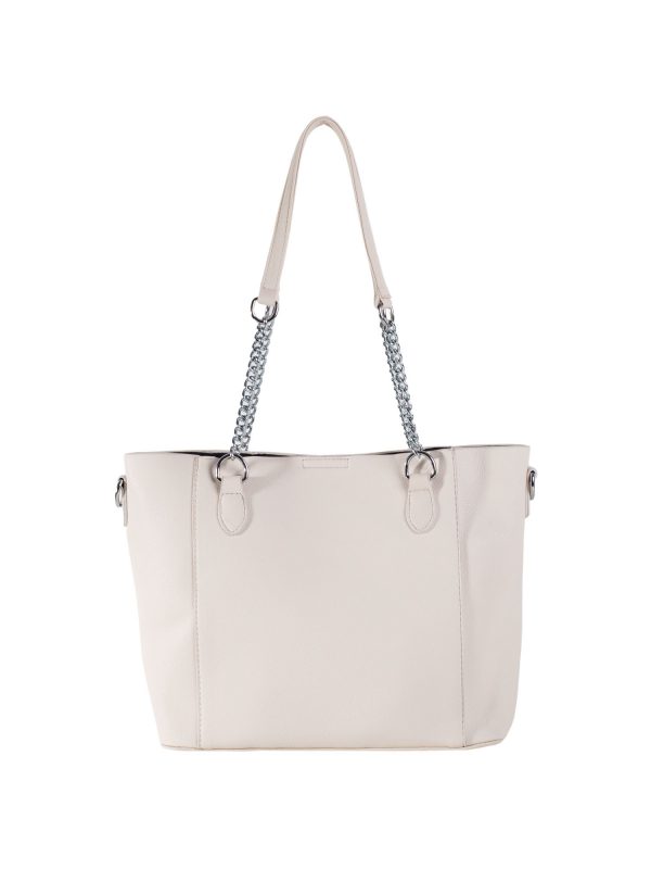 Light Beige Shoulder Bag with Cosmetic Bag