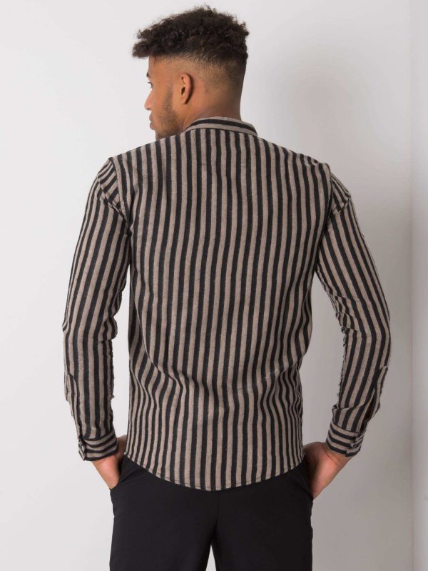 Beige and Black Matthew Striped Men's Shirt