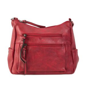 Dark red eco leather handbag