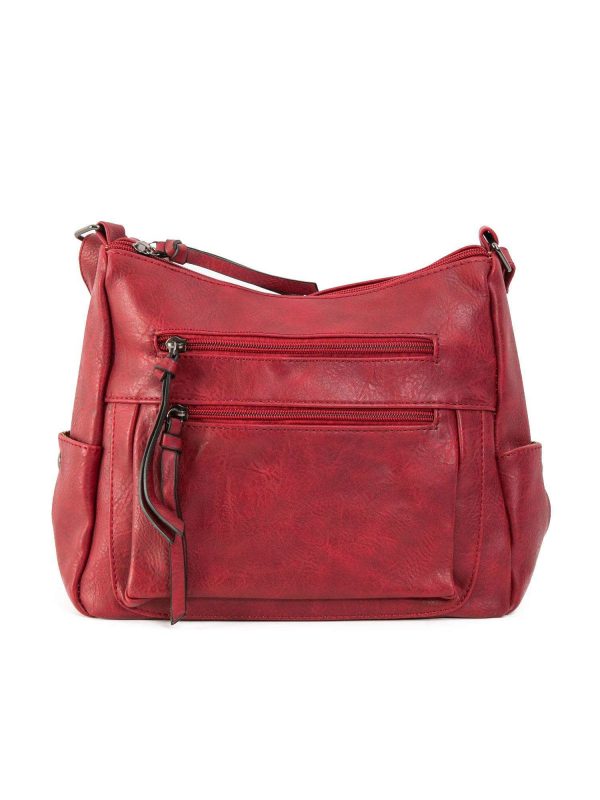 Dark red eco leather handbag