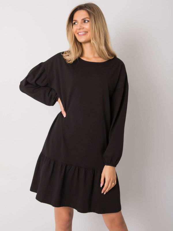 Black dress with flounce Shadia