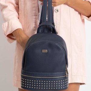 Navy blue backpack with studs