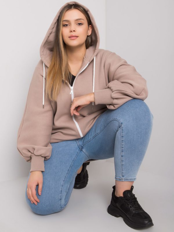 Dark Beige Plus Size Hoodie Ella