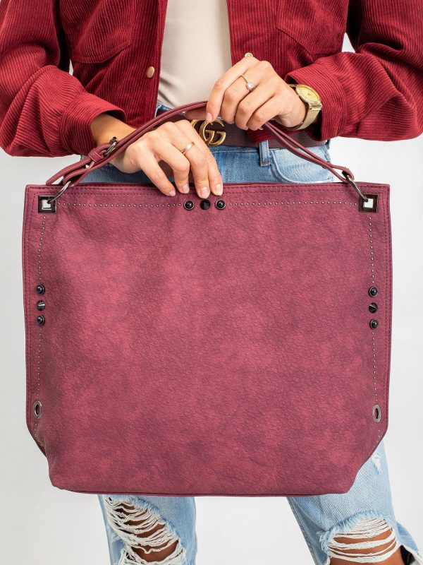 Burgundy large women's handbag