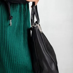 Black elegant handbag with eco suede