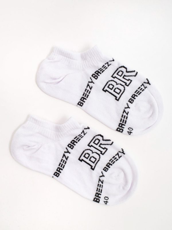 White Printed Foot Socks