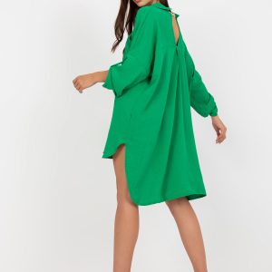 Green Casual Dress with Button Fastener Elaria