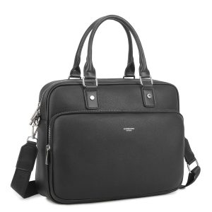 LUIGISANTO black imitation leather laptop bag