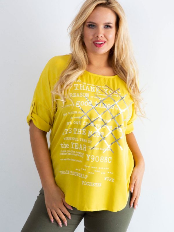 Plus size blouse with yellow print