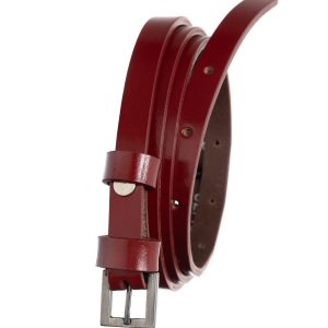 Burgundy narrow leather strap BADURA