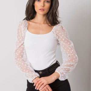 White blouse with decorative sleeves Charm RUE PARIS