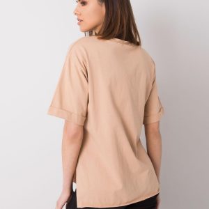 Beige t-shirt with inscription Riley RUE PARIS